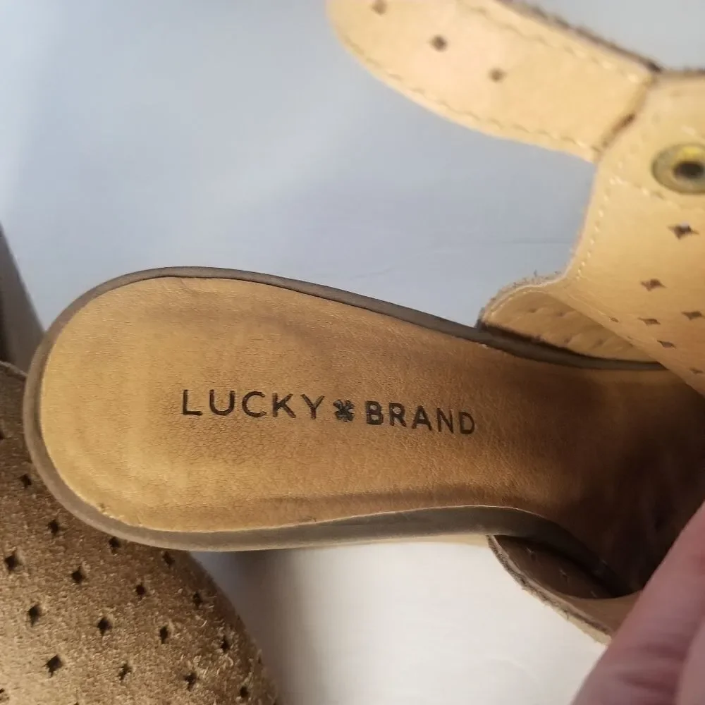 Lucky Brand open toe sling back wedge heel Women's size 8
